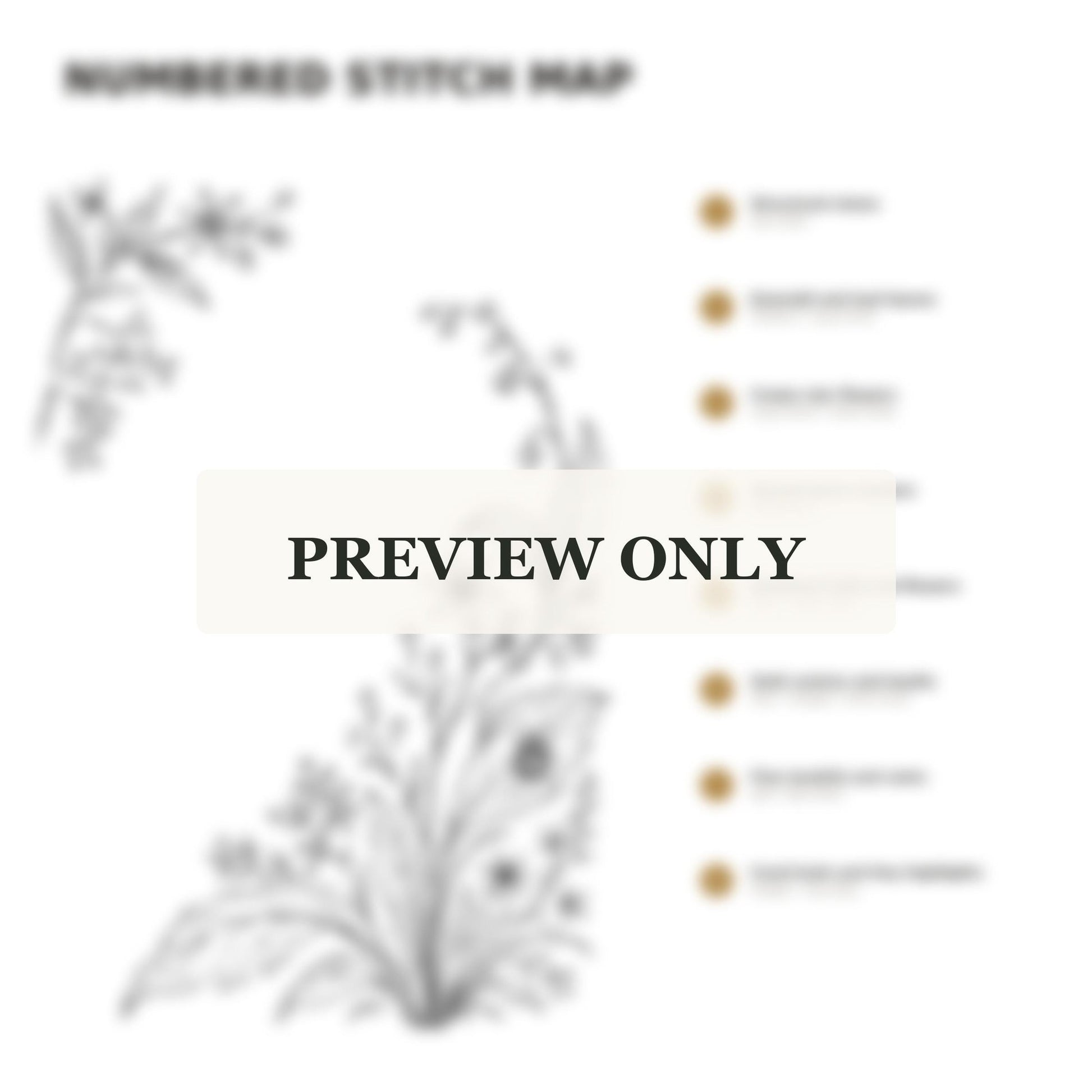 Jewel Botanical Black Linen stitch guide preview for the digital hand embroidery pattern and stitch guide