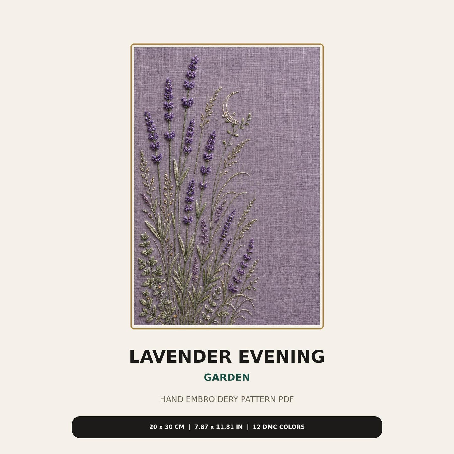 Lavender Evening Garden pattern edition overview for the digital hand embroidery pattern and stitch guide
