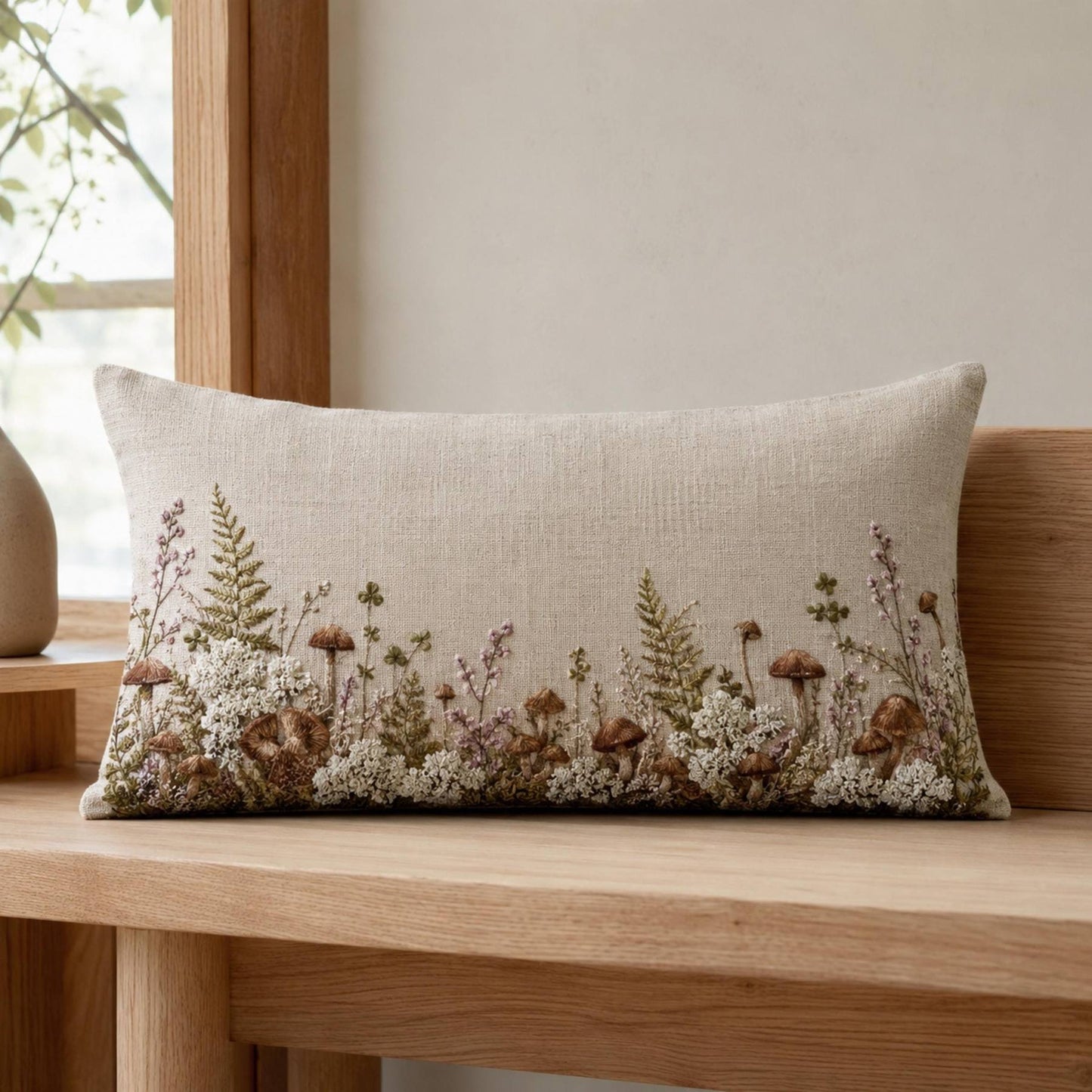 Lichen and Mushroom Mini Forest stitch detail closeup for the digital hand embroidery pattern and stitch guide