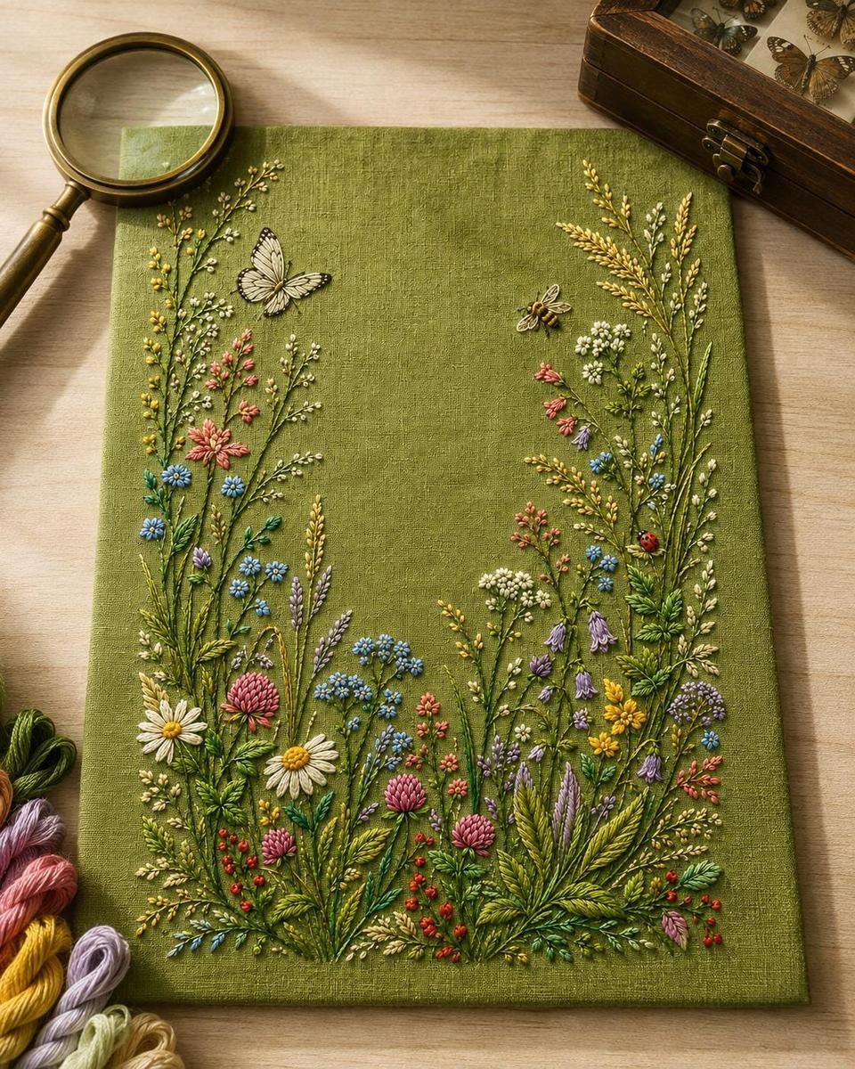 Meadow Insects Botanical additional project reference for the digital hand embroidery pattern and stitch guide
