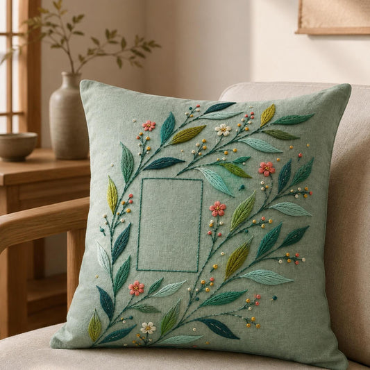 Modern Leaf Rhythm finished hoop hero for the digital hand embroidery pattern and stitch guide