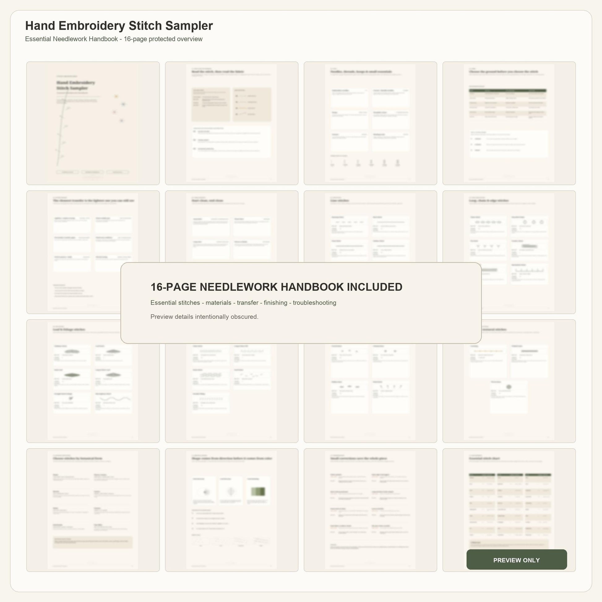 Modern Leaf Rhythm essential needlework handbook for the digital hand embroidery pattern and stitch guide