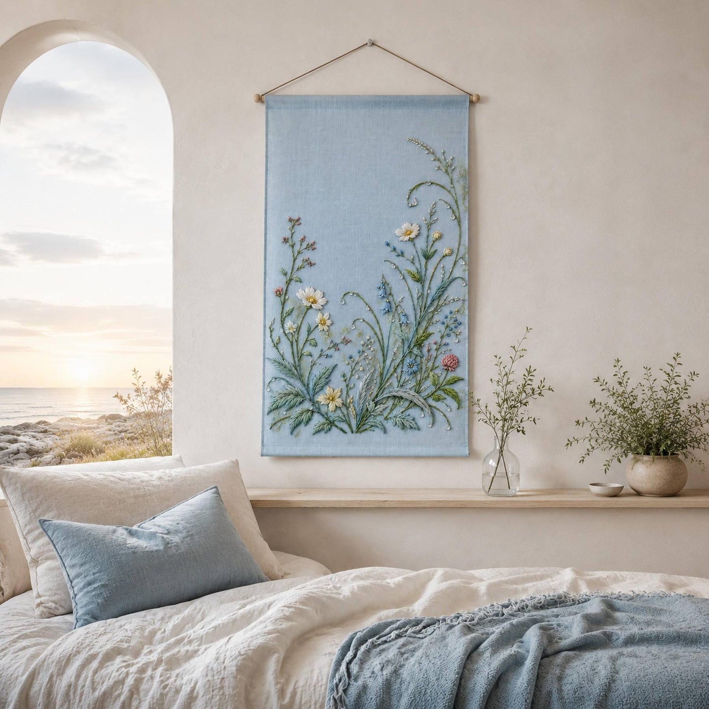 Morning Dew Garden finished hoop hero for the digital hand embroidery pattern and stitch guide