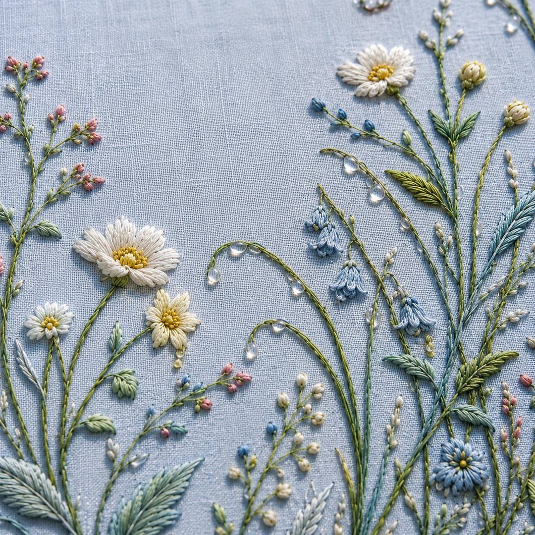 Morning Dew Garden essential needlework handbook for the digital hand embroidery pattern and stitch guide