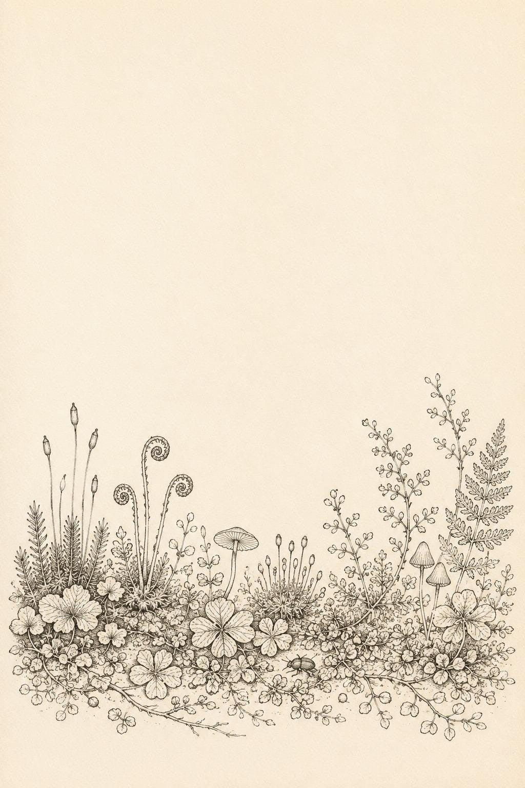 Moss Garden Micro Botanical transfer linework preview for the digital hand embroidery pattern and stitch guide