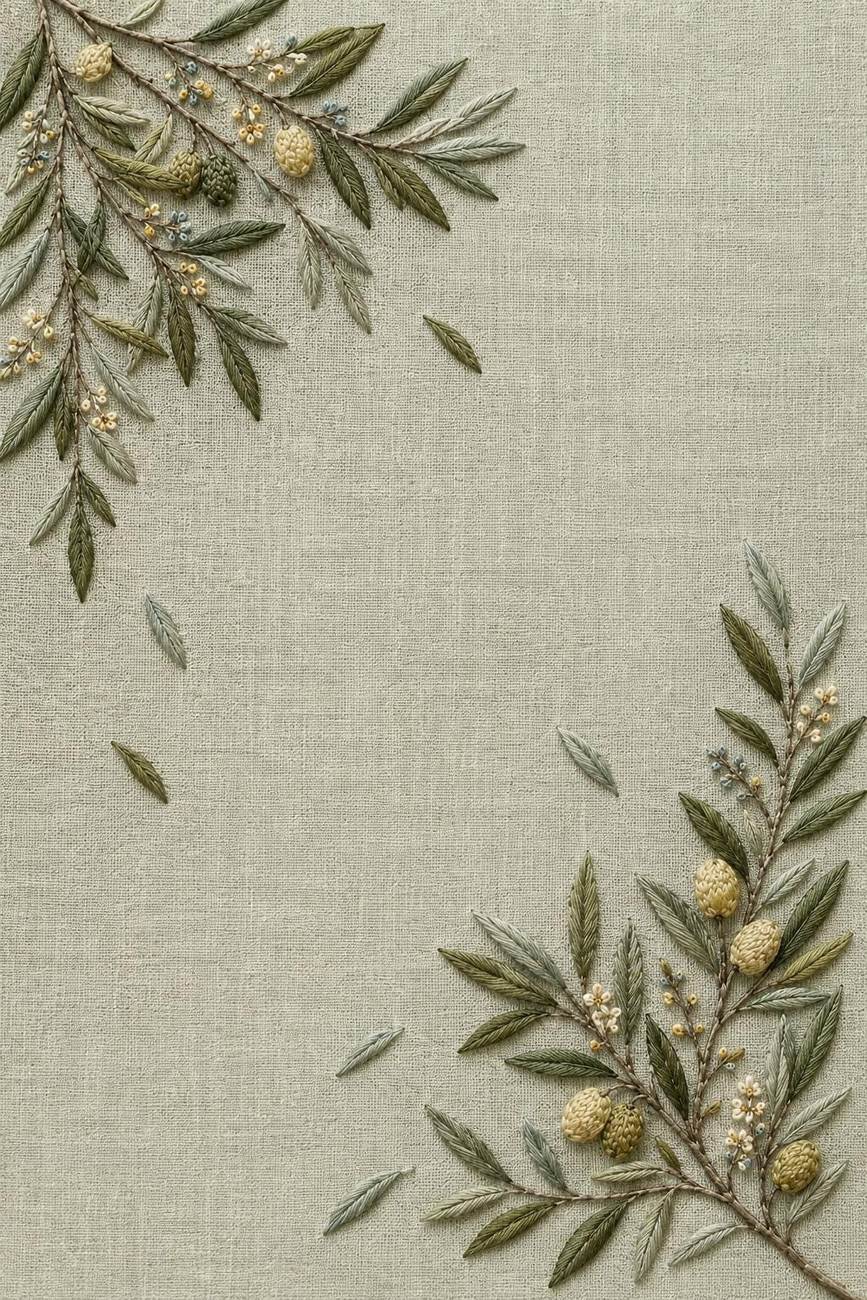 Olive Grove Silver Leaf finished embroidery reference for the digital hand embroidery pattern and stitch guide