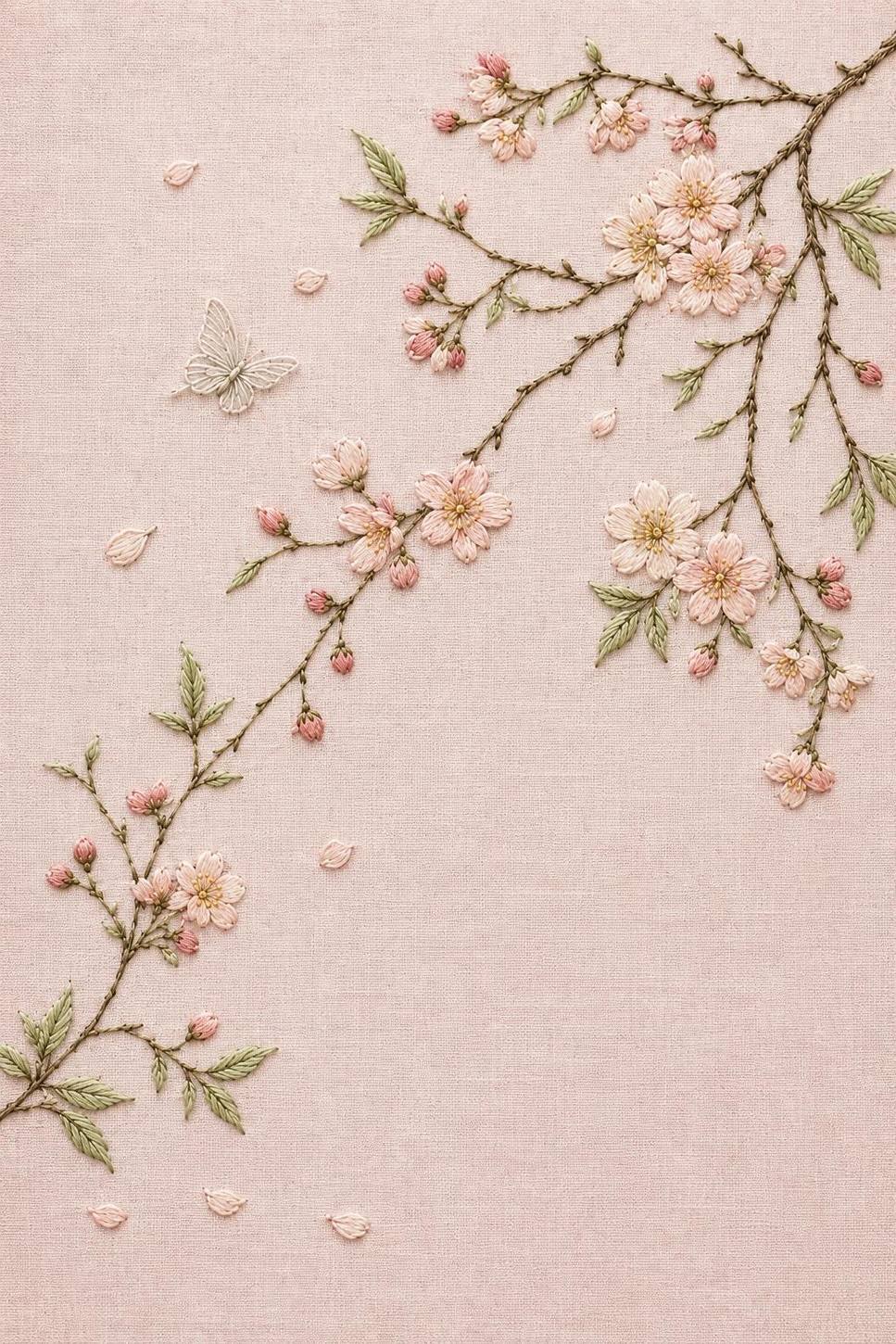 Pale Pink Blossom Whisper finished embroidery reference for the digital hand embroidery pattern and stitch guide