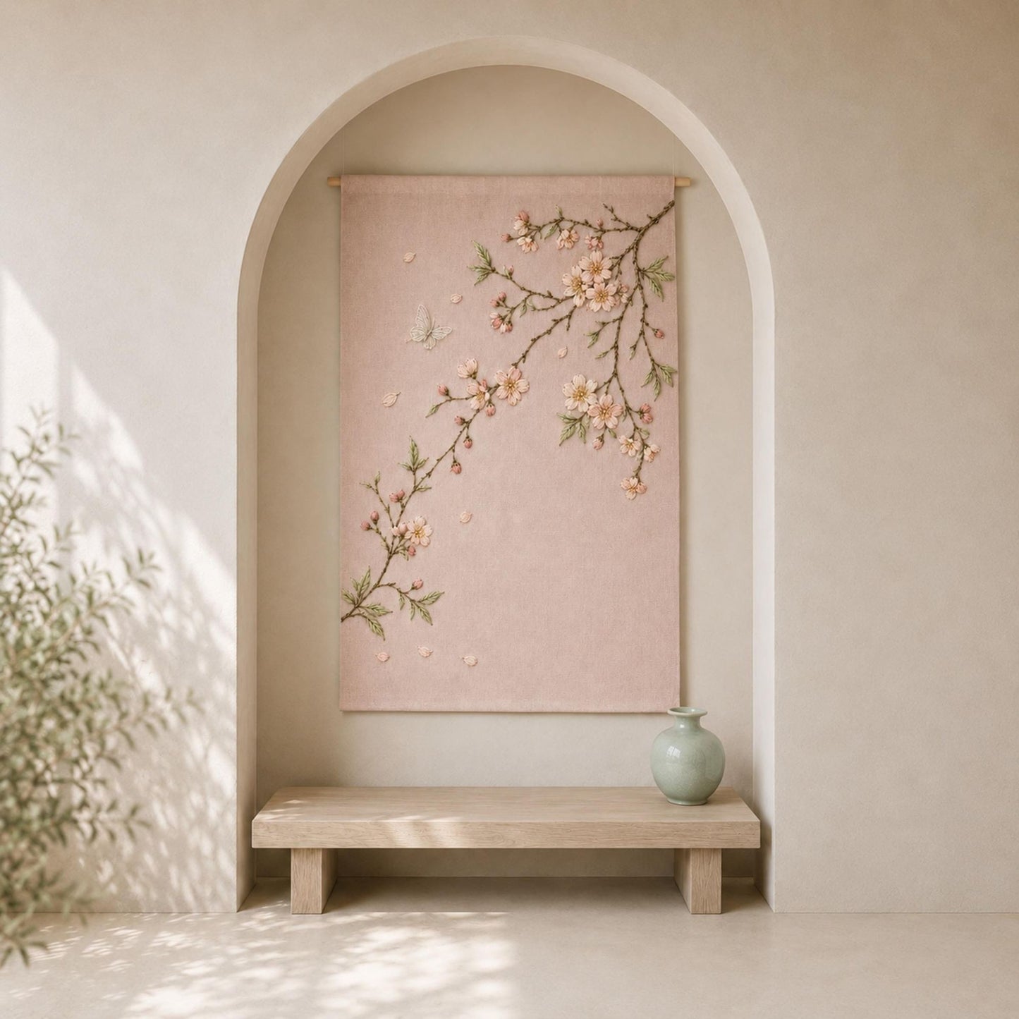 Pale Pink Blossom Whisper embroidery portfolio display for the digital hand embroidery pattern and stitch guide