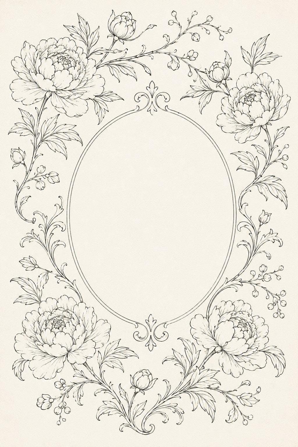 Porcelain Blue Botanical transfer linework preview for the digital hand embroidery pattern and stitch guide