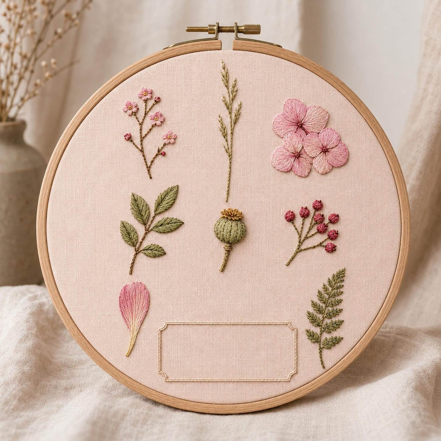 Pressed Flower Album embroidered project idea for the digital hand embroidery pattern and stitch guide
