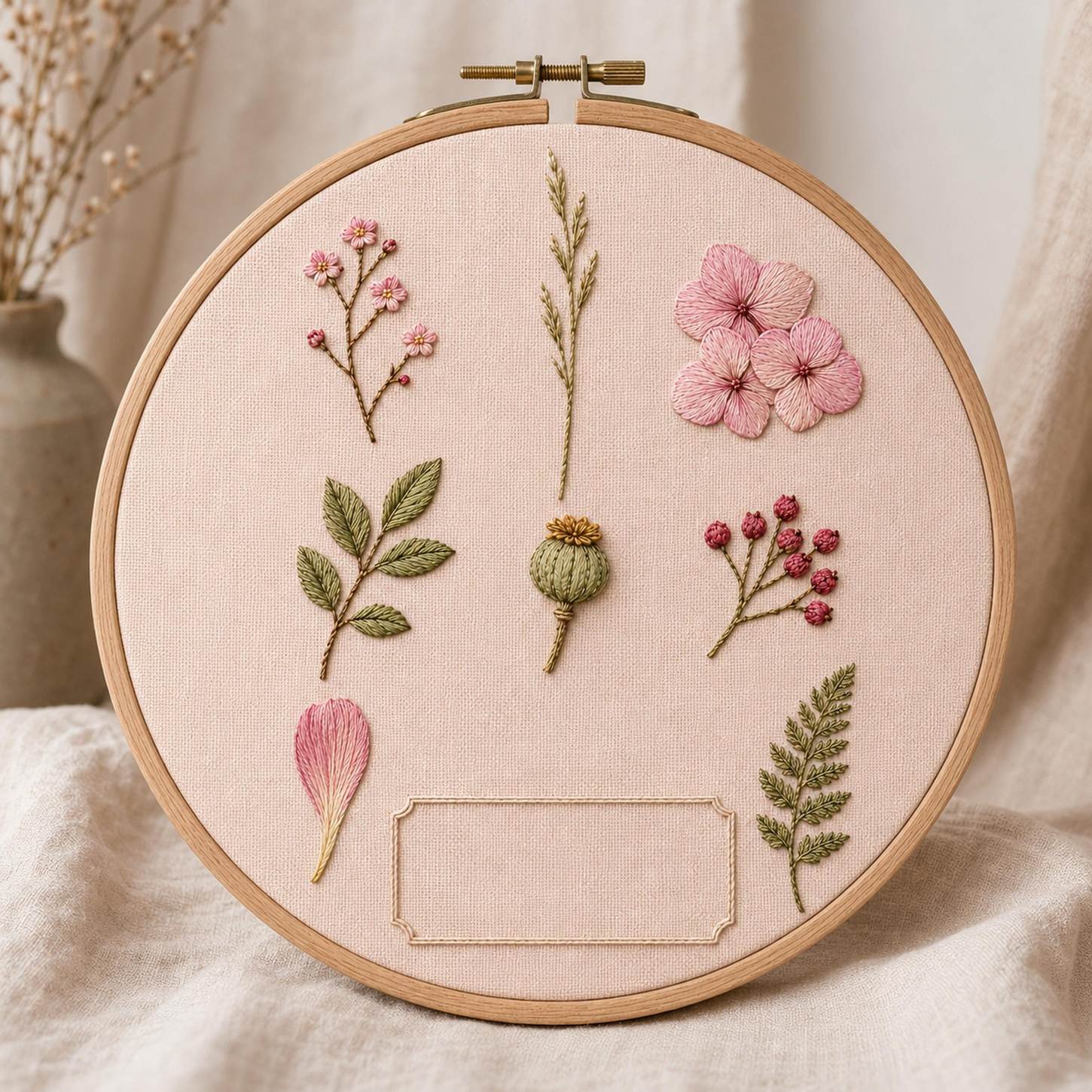 Pressed Flower Album embroidered project idea for the digital hand embroidery pattern and stitch guide