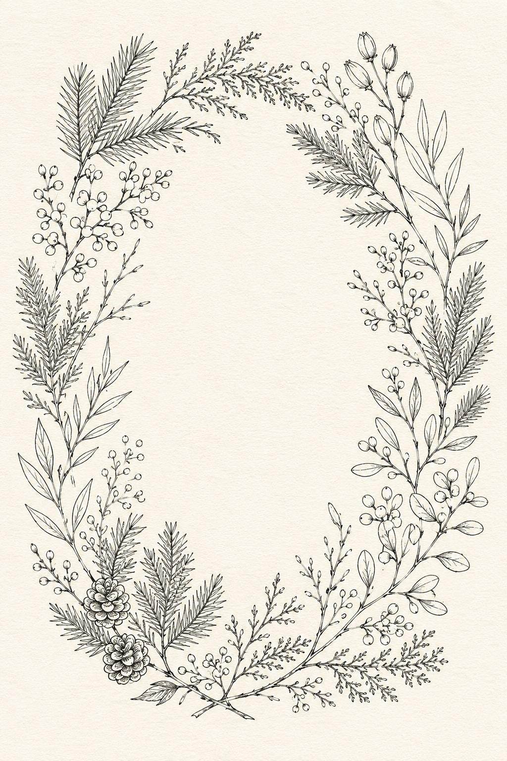 Red Berry Winter Green transfer linework preview for the digital hand embroidery pattern and stitch guide