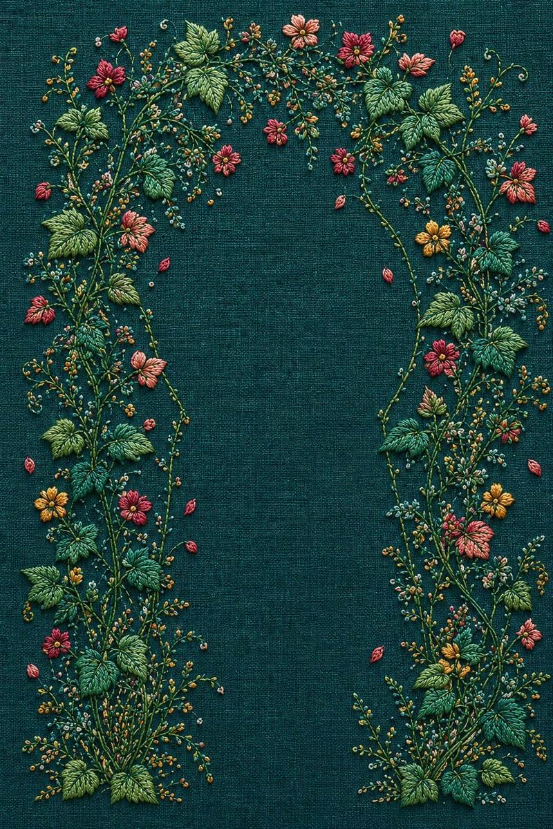Secret Garden Vine Gate finished embroidery reference for the digital hand embroidery pattern and stitch guide