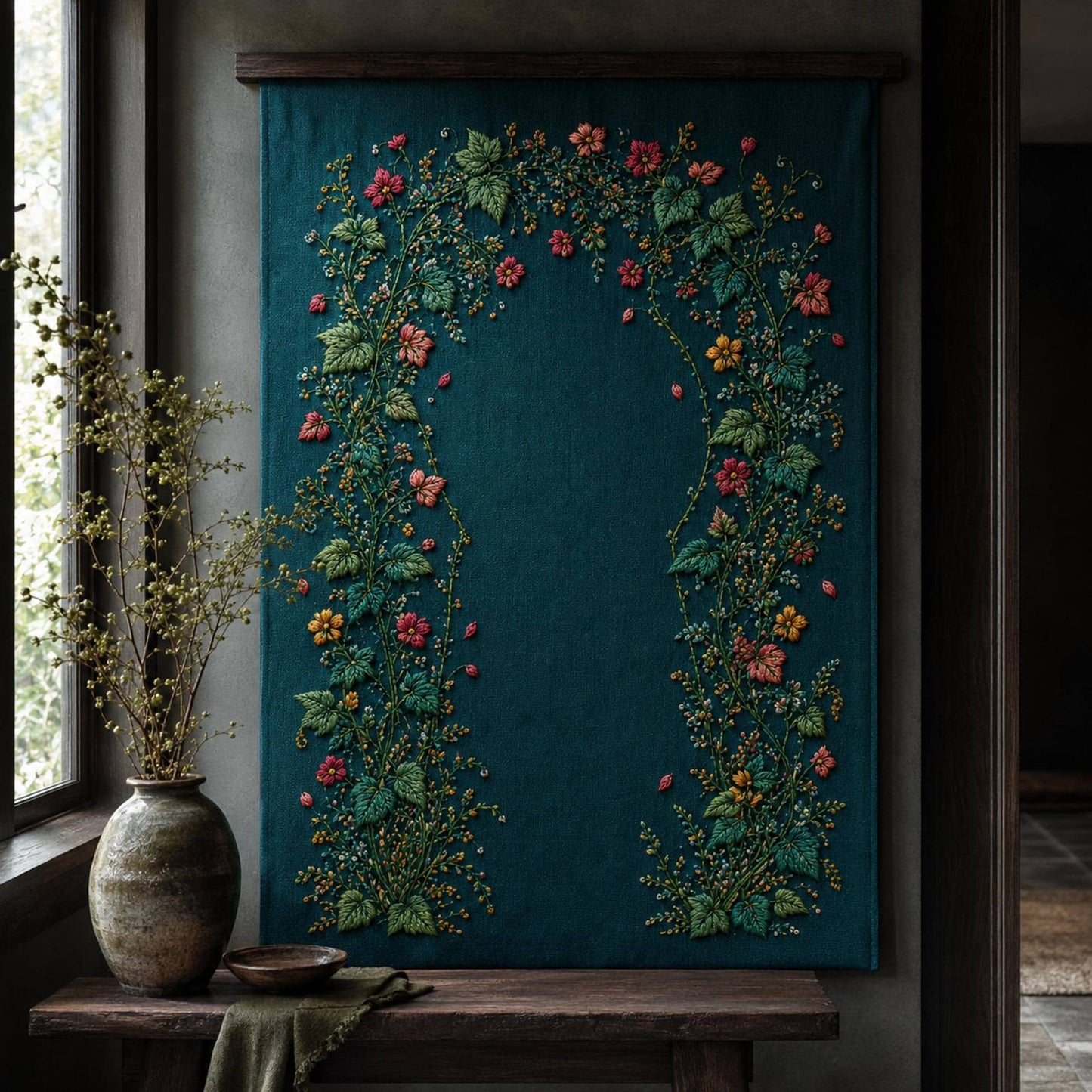 Secret Garden Vine Gate stitch guide preview for the digital hand embroidery pattern and stitch guide