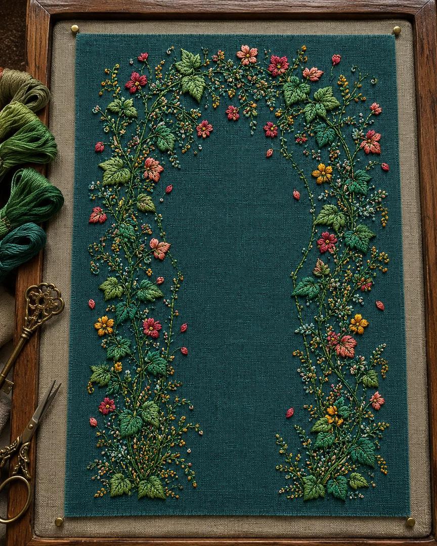 Secret Garden Vine Gate additional project reference for the digital hand embroidery pattern and stitch guide