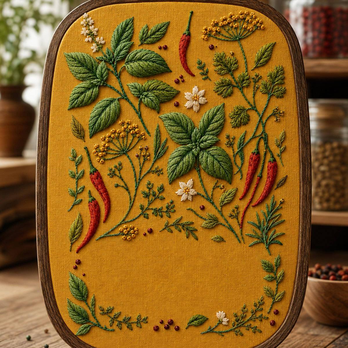 Spice Garden Botanical embroidered project idea for the digital hand embroidery pattern and stitch guide