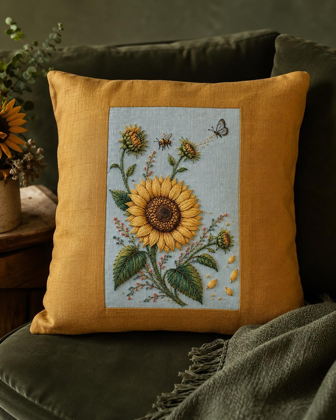 Sunflower Pollinator Study essential needlework handbook for the digital hand embroidery pattern and stitch guide