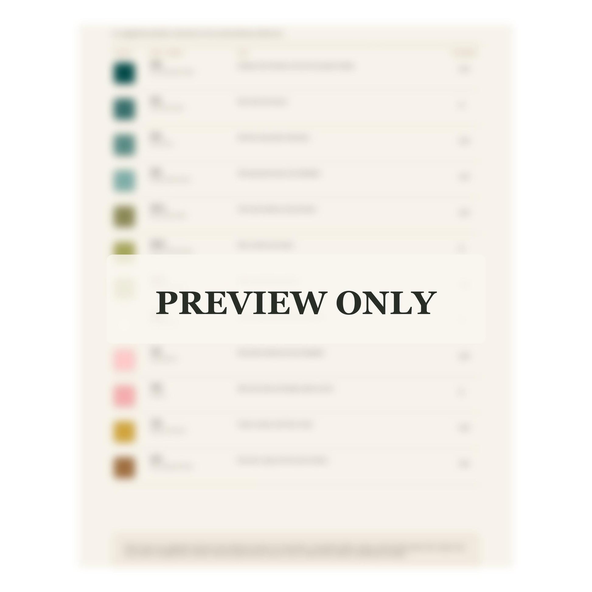 Tea Garden Botanical dmc colour palette preview for the digital hand embroidery pattern and stitch guide