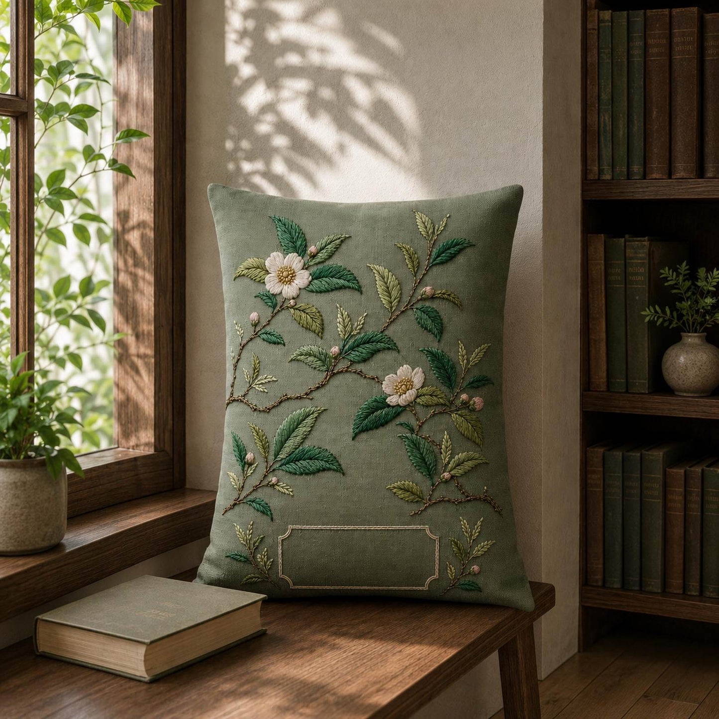 Tea Garden Botanical embroidery portfolio display for the digital hand embroidery pattern and stitch guide