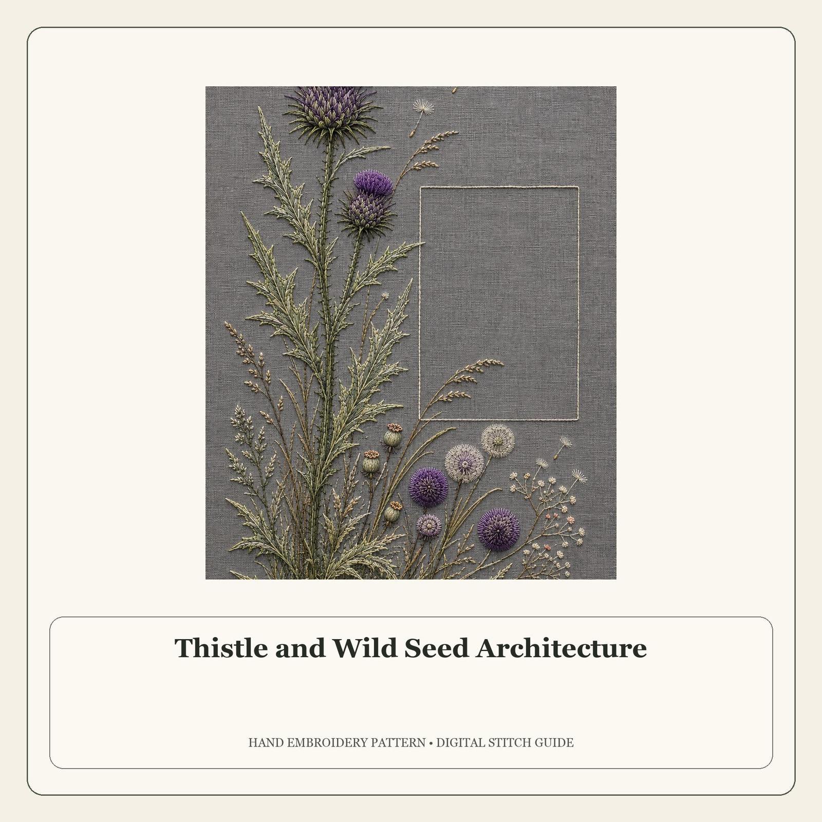 Thistle and Wild Seed Architecture stitch guide cover for the digital hand embroidery pattern and stitch guide