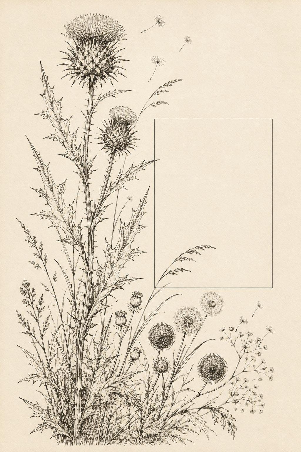 Thistle and Wild Seed Architecture transfer linework preview for the digital hand embroidery pattern and stitch guide