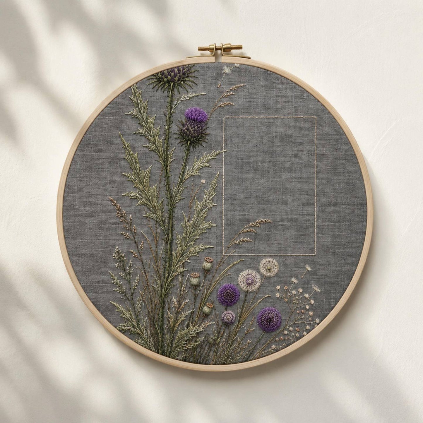 Thistle and Wild Seed Architecture embroidered project idea for the digital hand embroidery pattern and stitch guide