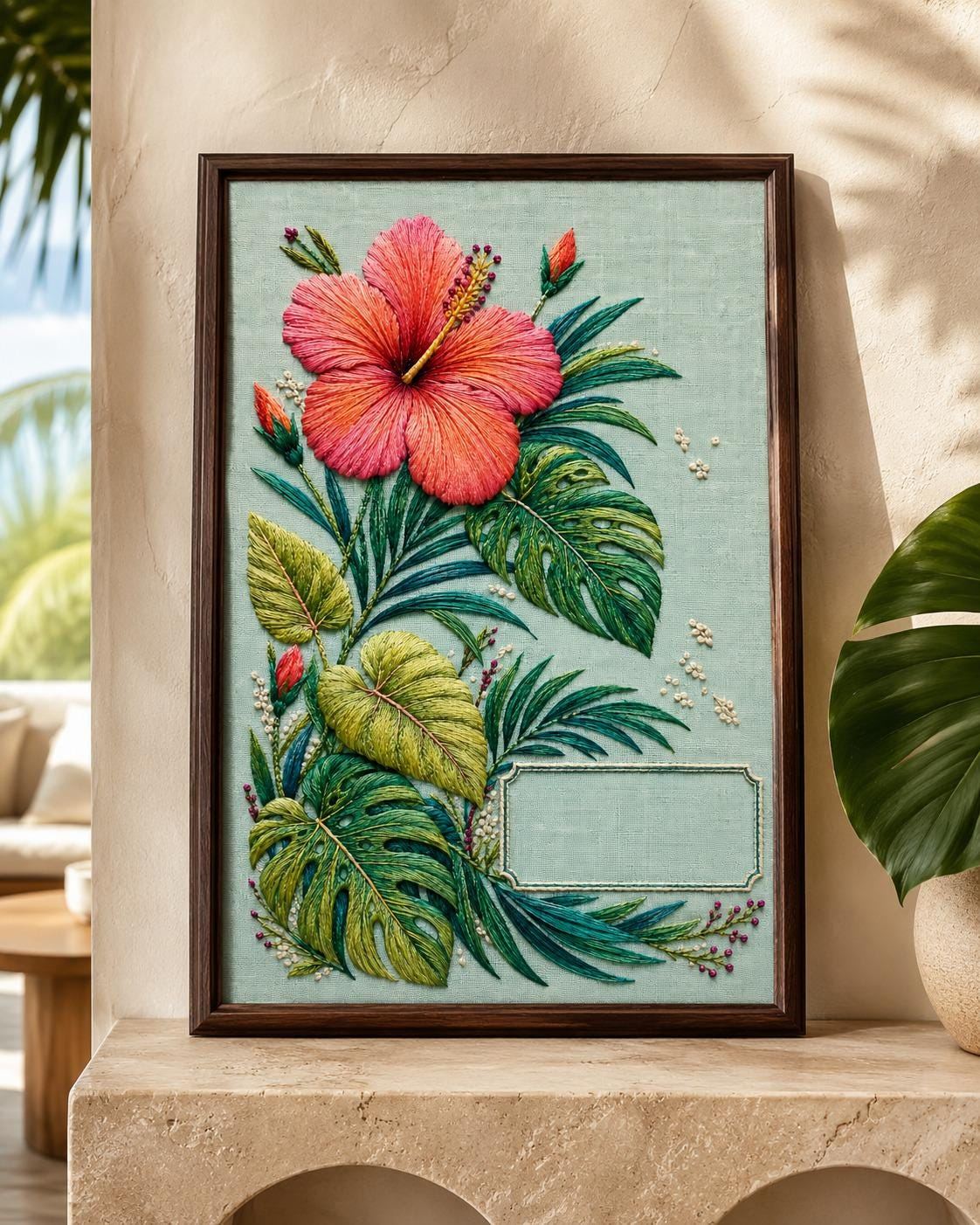 Tropical Hibiscus Foliage essential needlework handbook for the digital hand embroidery pattern and stitch guide