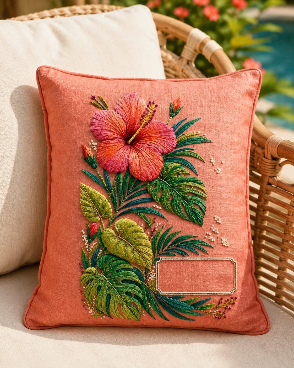 Tropical Hibiscus Foliage additional project reference for the digital hand embroidery pattern and stitch guide