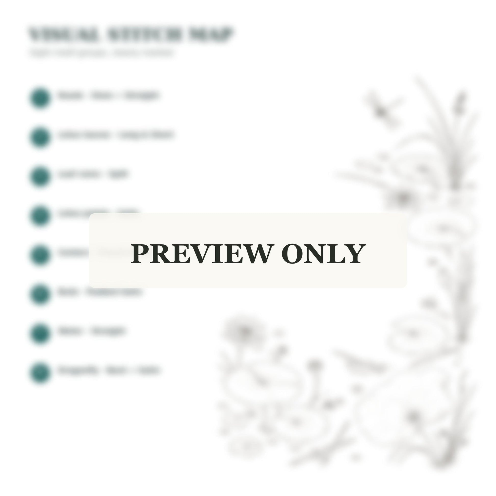 Water Garden Lotus Leaf stitch guide preview for the digital hand embroidery pattern and stitch guide