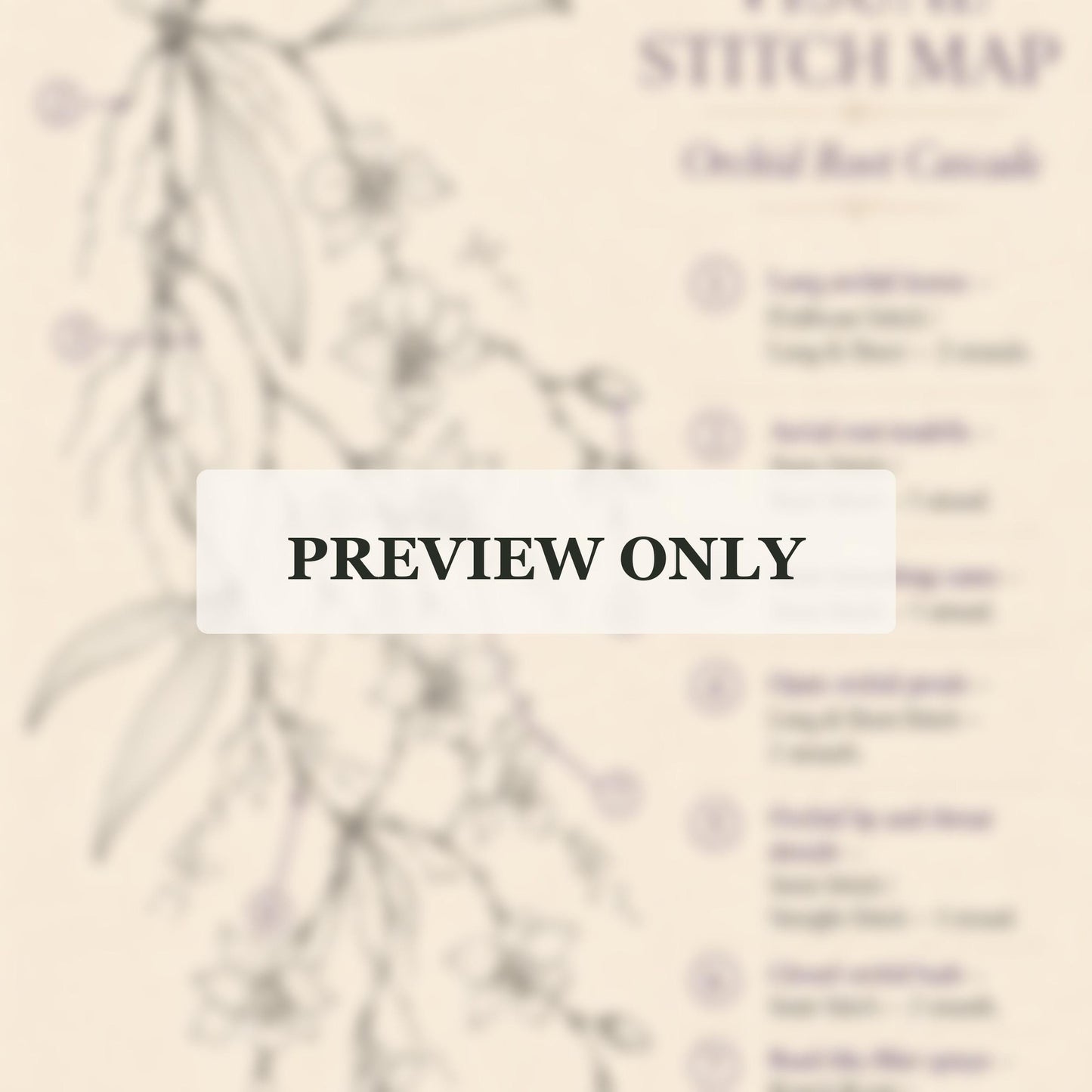 Wild Orchid Floating Stem dmc colour palette preview for the digital hand embroidery pattern and stitch guide