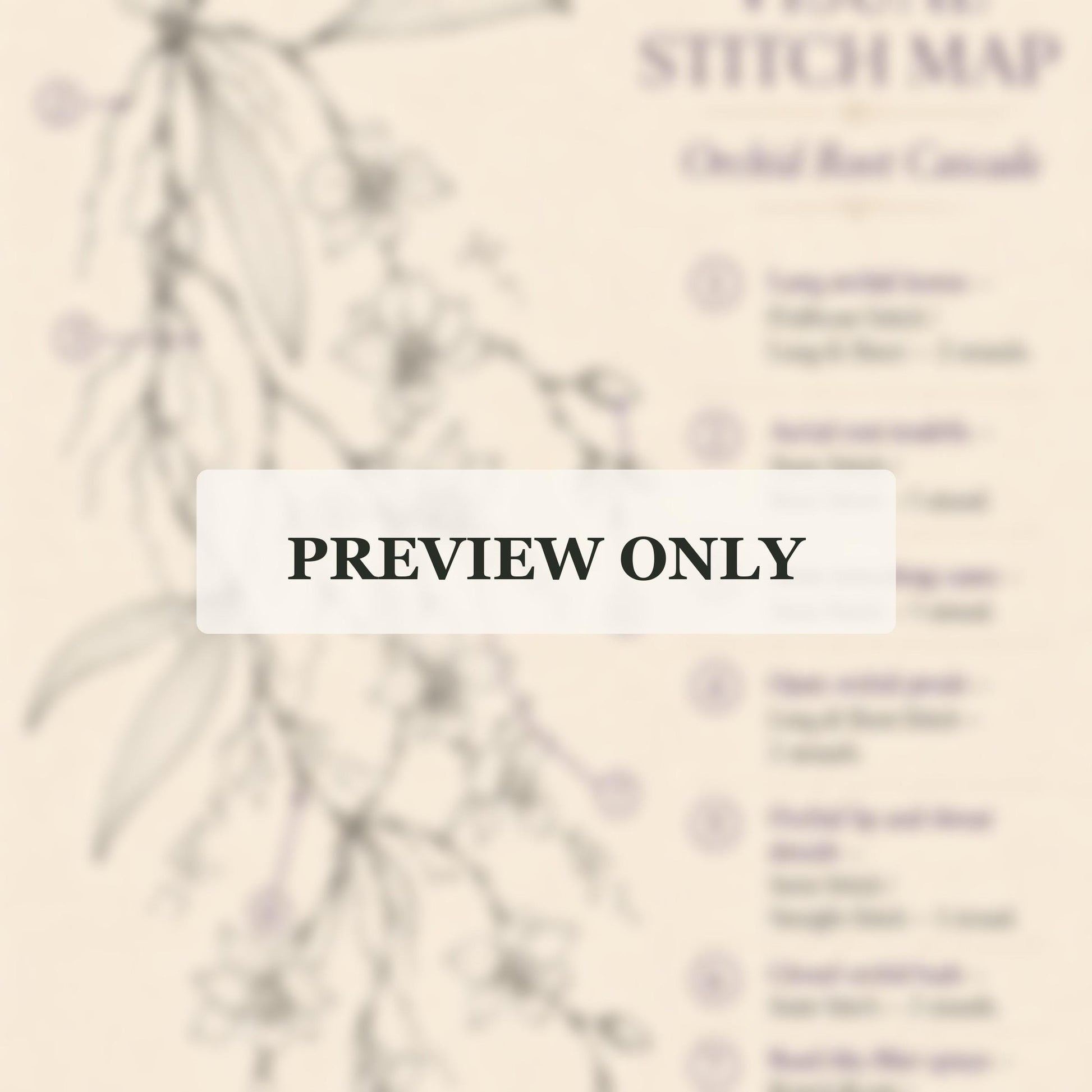 Wild Orchid Floating Stem dmc colour palette preview for the digital hand embroidery pattern and stitch guide