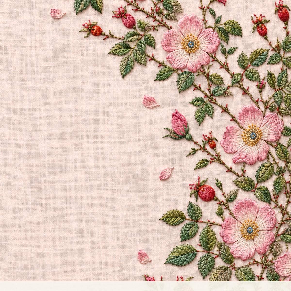 Wild Rose Hedge pattern edition overview for the digital hand embroidery pattern and stitch guide