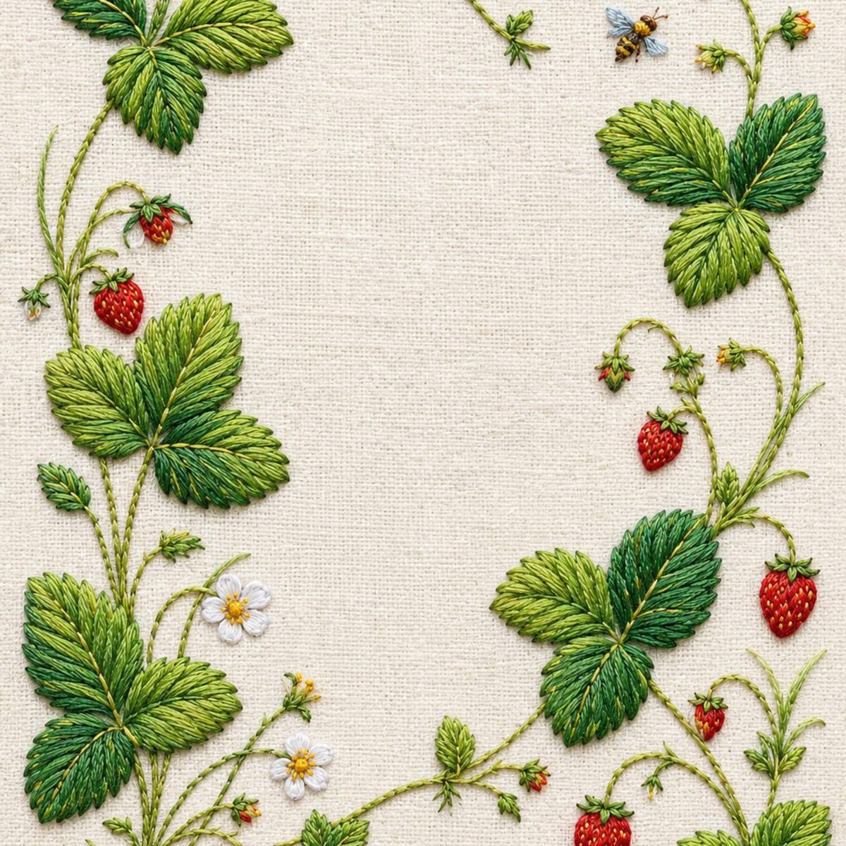 Wild Strawberry Garden pattern edition overview for the digital hand embroidery pattern and stitch guide