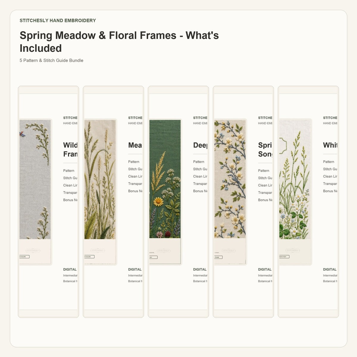Spring Meadow & Floral Frames included hand embroidery designs overview