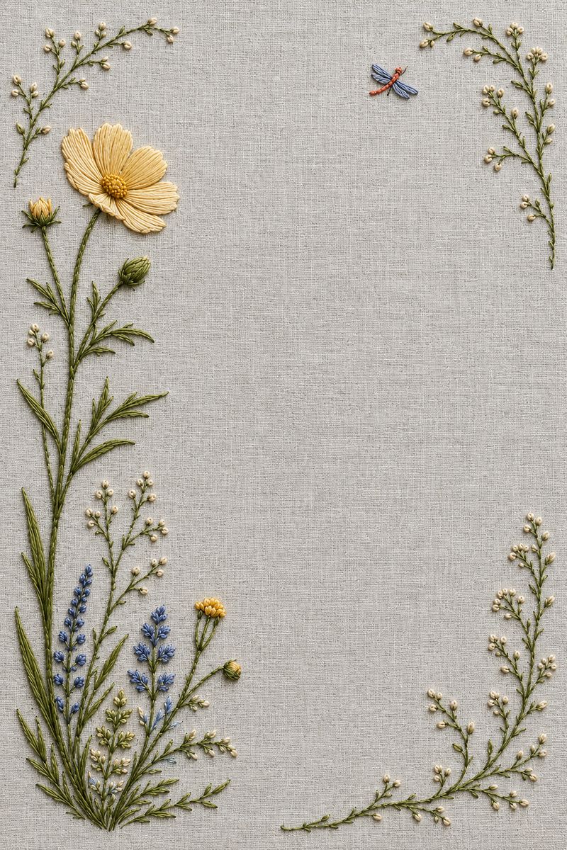 Wildflower Editorial Frame finished embroidery reference included in Spring Meadow & Floral Frames