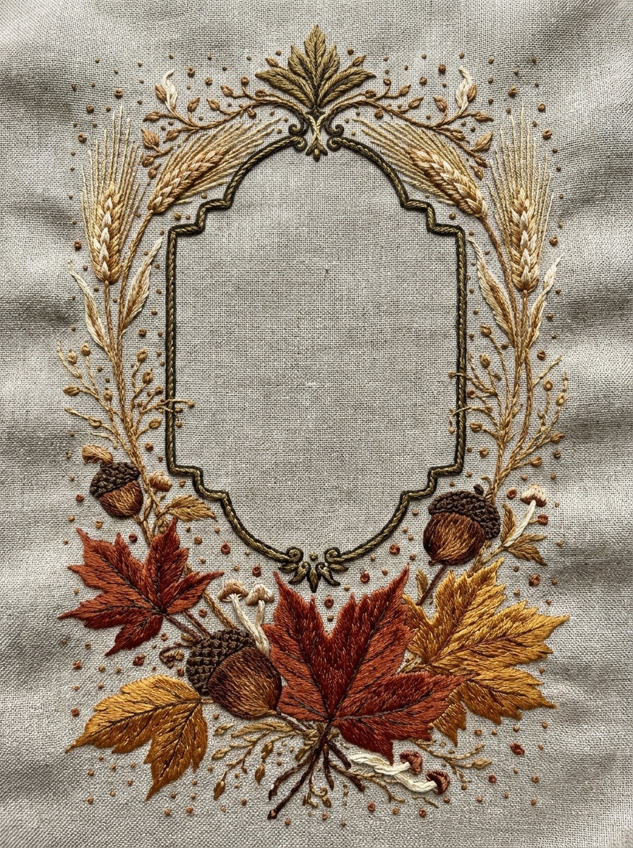 Harvest Label Cartouche Halloween And from Halloween & Autumn Embroidery Book 2, a digital embroidery design reference for machine embroidery designs, embroidery patterns and frames and monogram spaces.