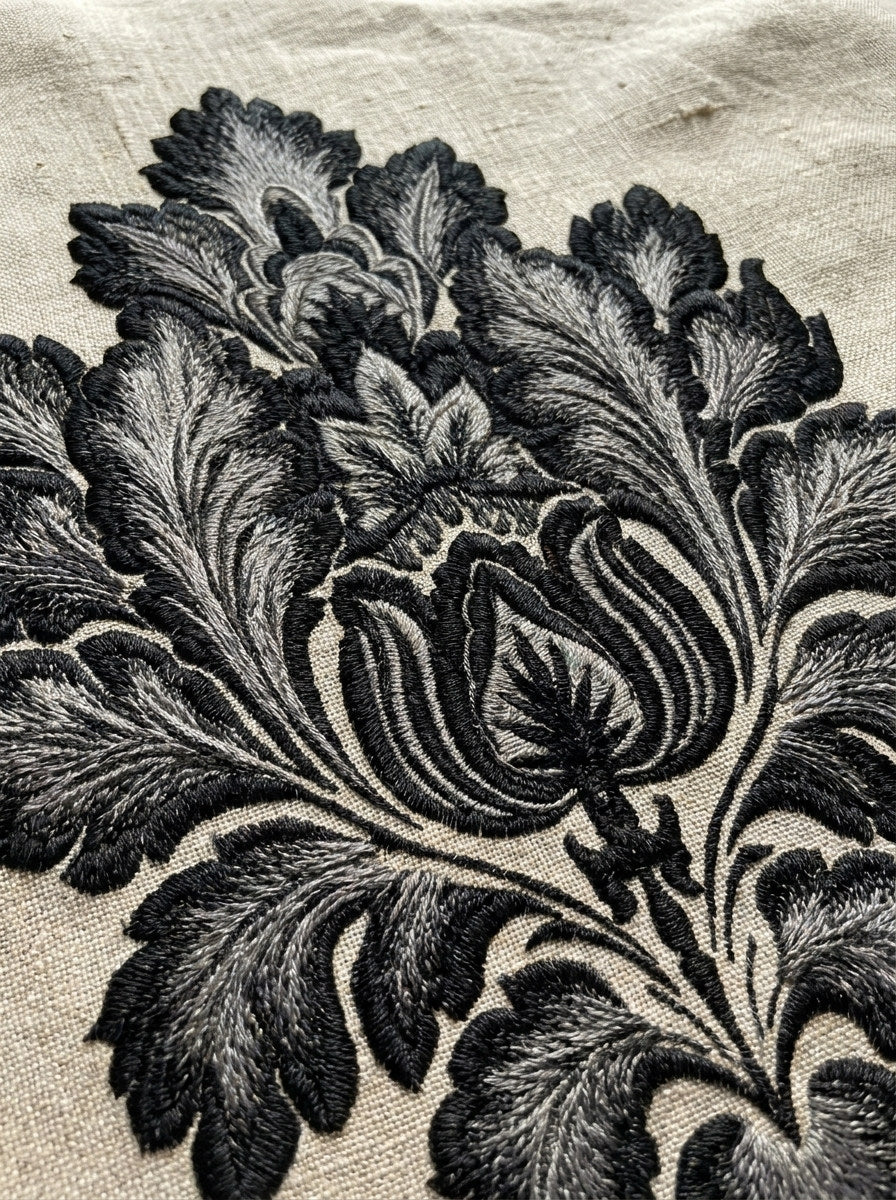 Heavy Damask Textile Motif from Baroque Scrollwork & Luxury Ornament Book 1, a digital embroidery design reference for machine embroidery designs, embroidery patterns and embroidery design reference.