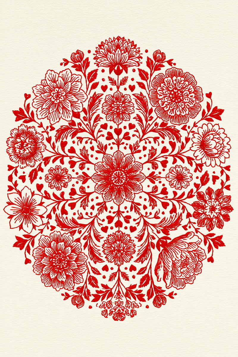 Heirloom Country Floral Medallion Folk from Folk Redwork & Country Florals Book 1, a digital embroidery design reference for machine embroidery designs, embroidery patterns and botanical and floral embroidery.