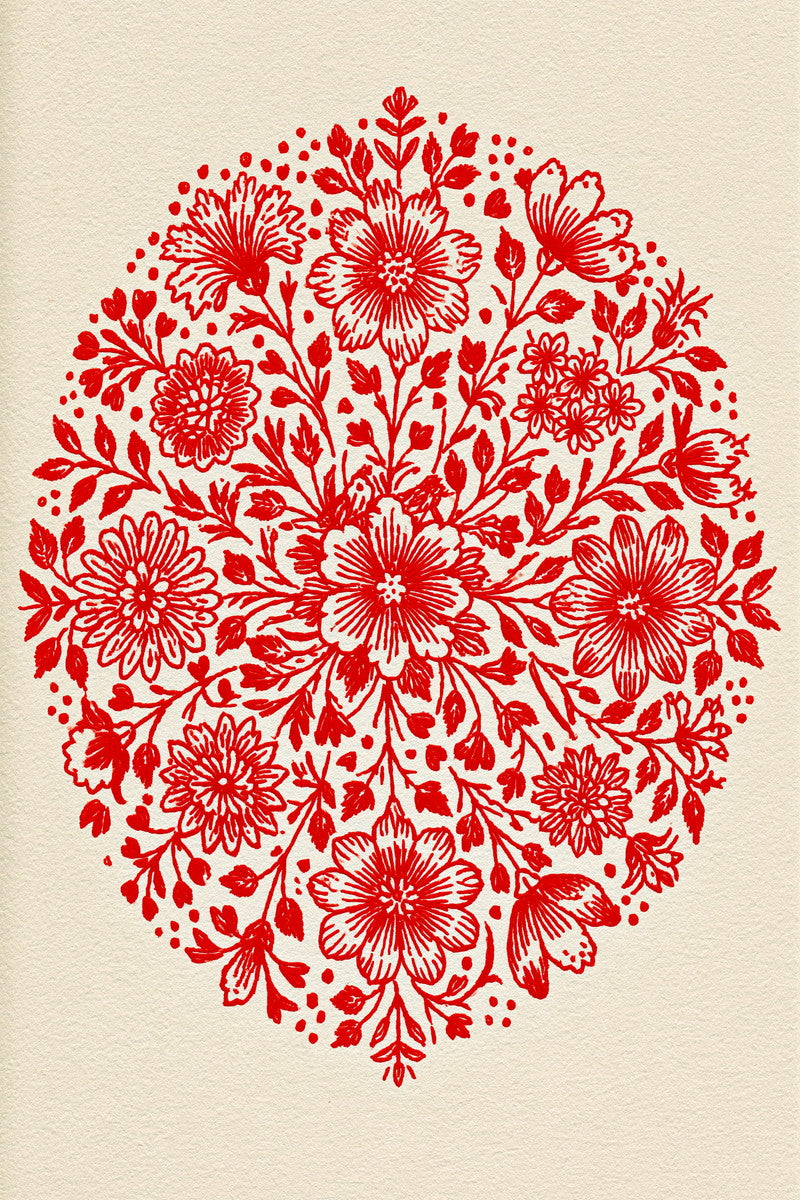 Heirloom Country Floral Medallion Folk from Folk Redwork & Country Florals Book 4, a digital embroidery design reference for machine embroidery designs, embroidery patterns and botanical and floral embroidery.