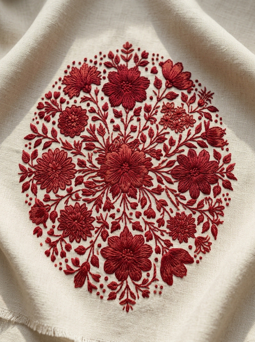Heirloom Country Floral Medallion Folk from Folk Redwork & Country Florals Book 4, a digital embroidery design reference for machine embroidery designs, embroidery patterns and botanical and floral embroidery.