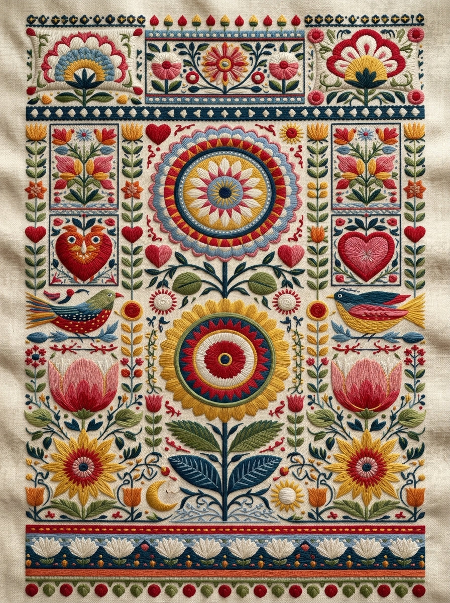 Heirloom Global Folk Textile Library from Global Folk Art Embroidery Book 4, a digital embroidery design reference for machine embroidery designs, embroidery patterns and embroidery design reference.