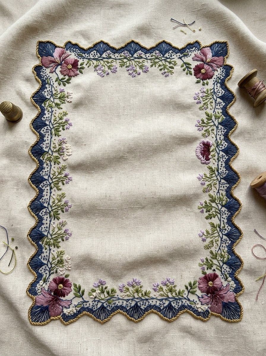 Heirloom Home Linen Border Classic from Classic Frames & Borders Book 4, a digital embroidery design reference for machine embroidery designs, embroidery patterns and border and edge embroidery.