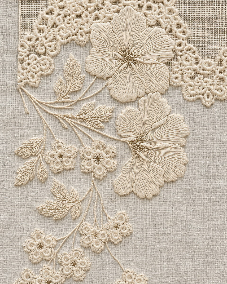 Heirloom Lace Corner For Linens from Napkins, Table Runners & Kitchen Linens Book 2, a digital embroidery design reference for machine embroidery designs, embroidery patterns and border and edge embroidery.