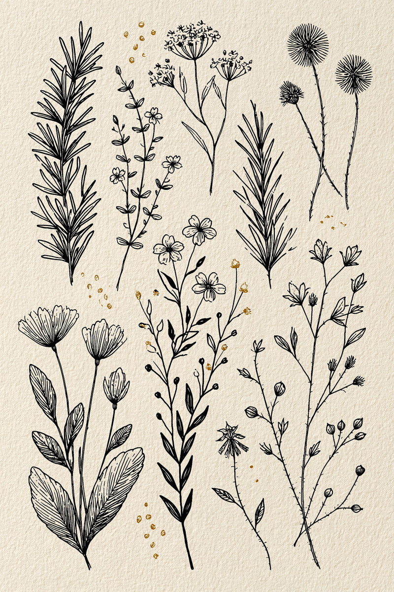 Herb And Meadow Filler Library 02 from Botanical Sprig Library Book 8, a digital embroidery design reference for machine embroidery designs, embroidery patterns and small motif and accent designs.