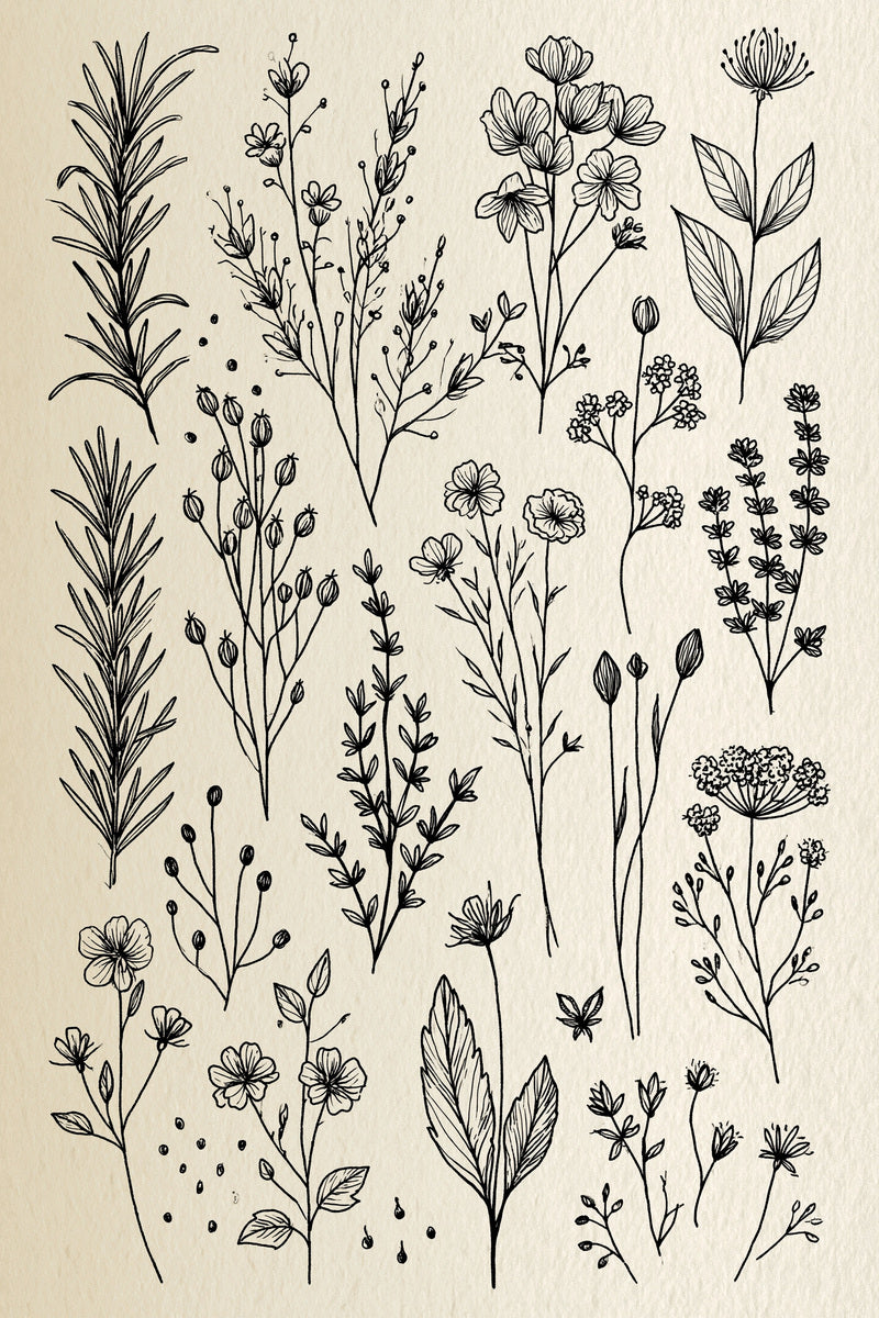 Herb And Meadow Filler Library 02 from Botanical Sprig Library Book 9, a digital embroidery design reference for machine embroidery designs, embroidery patterns and small motif and accent designs.