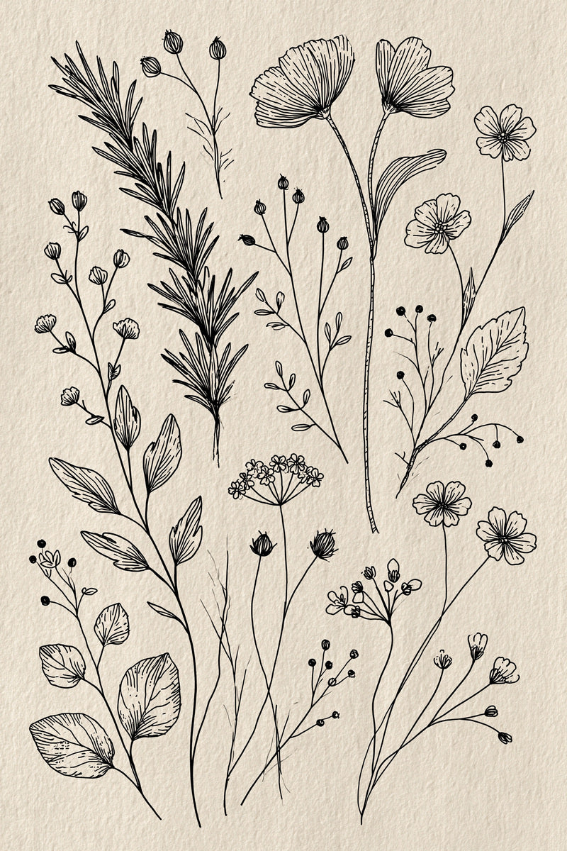 Herb And Meadow Filler Library from Botanical Sprig Library Book 7, a digital embroidery design reference for machine embroidery designs, embroidery patterns and small motif and accent designs.