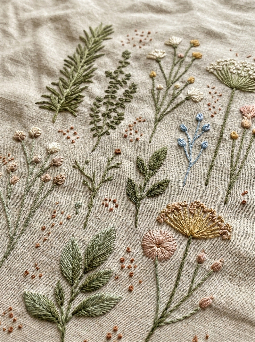 Herb And Meadow Filler Library from Botanical Sprig Library Book 3, a digital embroidery design reference for machine embroidery designs, embroidery patterns and small motif and accent designs.