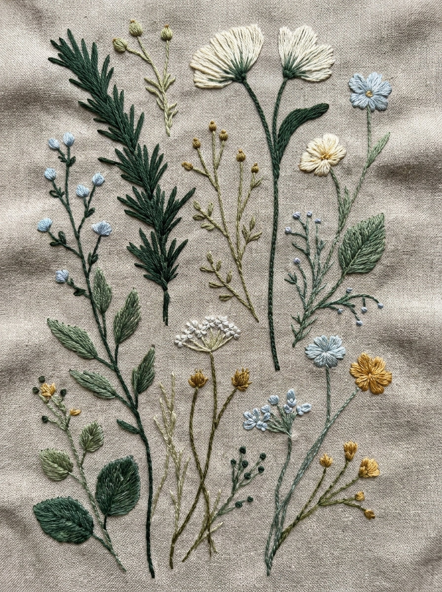 Herb And Meadow Filler Library from Botanical Sprig Library Book 7, a digital embroidery design reference for machine embroidery designs, embroidery patterns and small motif and accent designs.