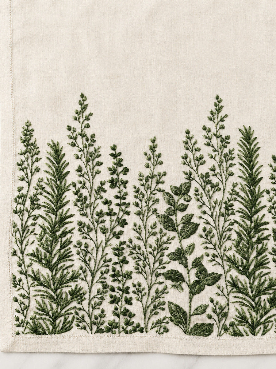 Herb Garden Towel Design 02 from Napkins, Table Runners & Kitchen Linens Book 2, a digital embroidery design reference for machine embroidery designs, embroidery patterns and border and edge embroidery.