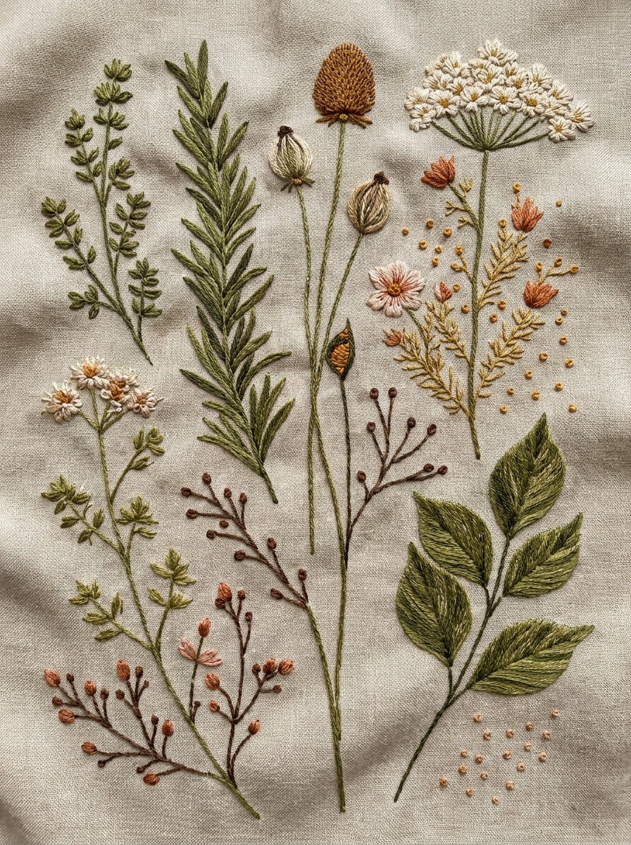Herb Meadow And Garden Filler from Botanical Sprig Library Book 2, a digital embroidery design reference for machine embroidery designs, embroidery patterns and small motif and accent designs.